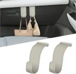 Car Co-Pilot Glovebox Hooks, 2PCS Anti-Scratch Vehicle Passenger Seat Storage Hanger for Handbag Purse Umbrellas, Auto Interior Organizer, Universal for SUV Sedan Truck(Beige)