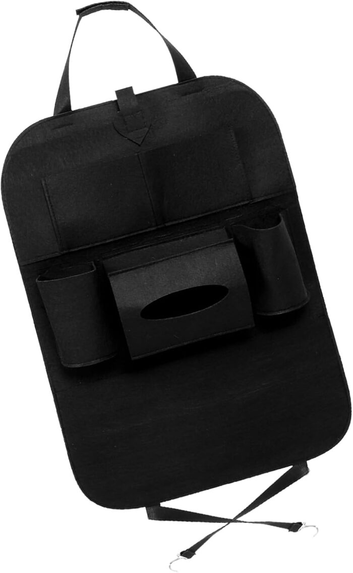 Car Backseat Organizer Bag Durable Storage for Phones Wallets and Umbrellas Easy Install Auto Backseat Storage for Long Journeys and Family Trips - Image 1