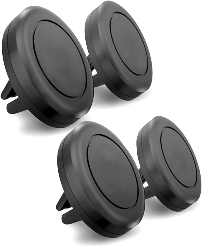 Universal Smartphone Holder - Air Vent Magnetic Car Mount (4 Pack Black) Compatible with iPhone 12/13/14/15/16 & Galaxy LG Android Cell Phone - Image 1