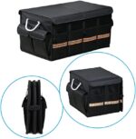 Car Trunk Organizer - Collapsible Trunk Organizer with Foldable Cover Aluminium Alloy Handle Reflective Strip for Auto, SUV, Truck, Minivan (S Black) - Image 2
