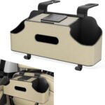 1 PC Car Seat Back Storage Box, 11.42" x 3.35" x 4.92" Hanging Fashionable Multifunctional Storage Rack, Easy to Clean and Durable Travel Accessories, Universal for Most Cars (Beige)