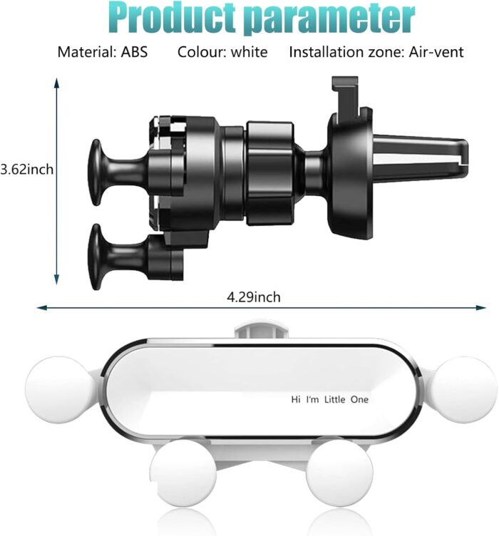 1 PC Car Air Vent Phone Holder, 4.29" x 3.62" Durable Anti-Shake Navigation Phone Holder with Hawk's Beak Clip, Adjustable Angle Phone Holder, Universal for Most Cars, Trucks, SUVs (White) - Image 2