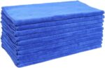 Blue Microfiber Cleaning Cloths 10 Pack, Microfiber Towel for Cars, Highly Absorbent Drying Car Washing Cloth, Lint Free Streak Free Cleaning Rags for Cars, SUVs, RVs, Trucks (30 x 60 cm)