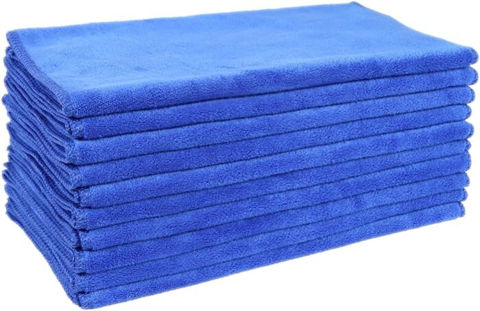 Blue Microfiber Cleaning Cloths 10 Pack, Microfiber Towel for Cars, Highly Absorbent Drying Car Washing Cloth, Lint Free Streak Free Cleaning Rags for Cars, SUVs, RVs, Trucks (30 x 60 cm) - Image 1