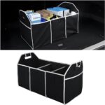 Car Trunk Organizer, Foldable Storage Organizer with 3 Compartments, Large Capacity Storage Box for Auto, Portable Waterproof Bag for Cargo Trunk, Universal for SUV, Truck, Van