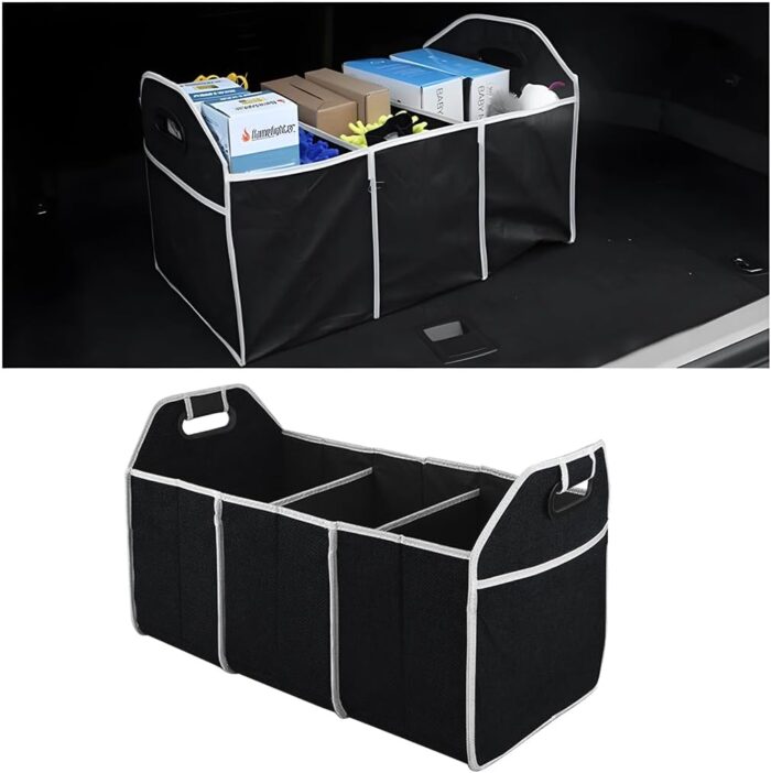 Car Trunk Organizer, Foldable Storage Organizer with 3 Compartments, Large Capacity Storage Box for Auto, Portable Waterproof Bag for Cargo Trunk, Universal for SUV, Truck, Van - Image 1