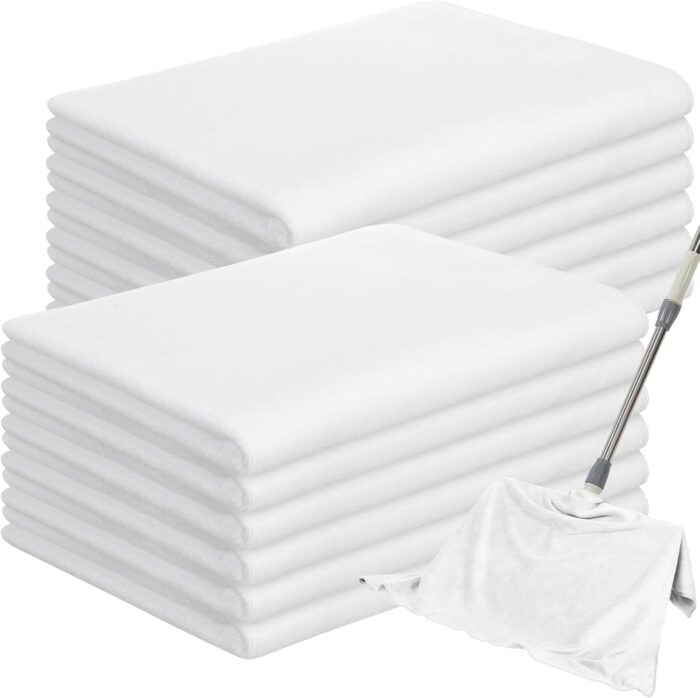 12 Pcs Extra Large Microfiber Cleaning Cloths Bulk 30" x 20" Washable Reusable Microfiber Rags Absorbent Cleaning Towels for Floor Glass Window Car Kitchen Bathroom House(White) - Image 1