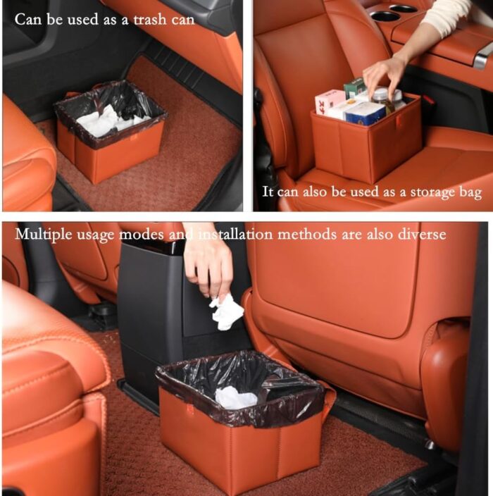 Car Backseat Organizer, Large Capacity Car Suspension Waterproof and Leak Proof Garbage Bin Storage Bag, Travel Accessories Foldable (black) - Image 2