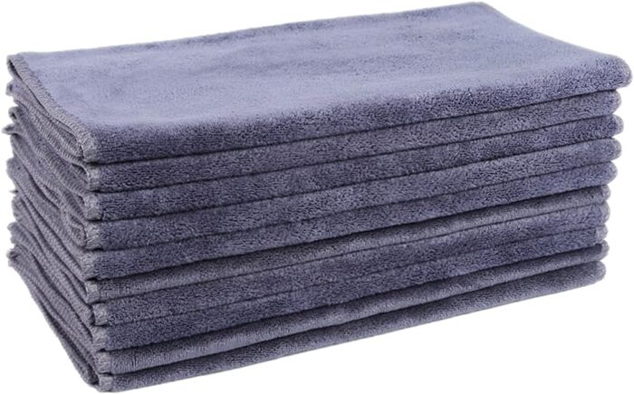 Gray Microfiber Cleaning Cloths 10 Pack, Microfiber Towel for Cars, Highly Absorbent Drying Car Washing Cloth, Lint Free Streak Free Cleaning Rags for Cars, SUVs, RVs, Trucks (30 x 60 cm) - Image 1