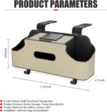 1 PC Car Seat Back Storage Box, 11.42" x 3.35" x 4.92" Hanging Fashionable Multifunctional Storage Rack, Easy to Clean and Durable Travel Accessories, Universal for Most Cars (Beige) - Image 2