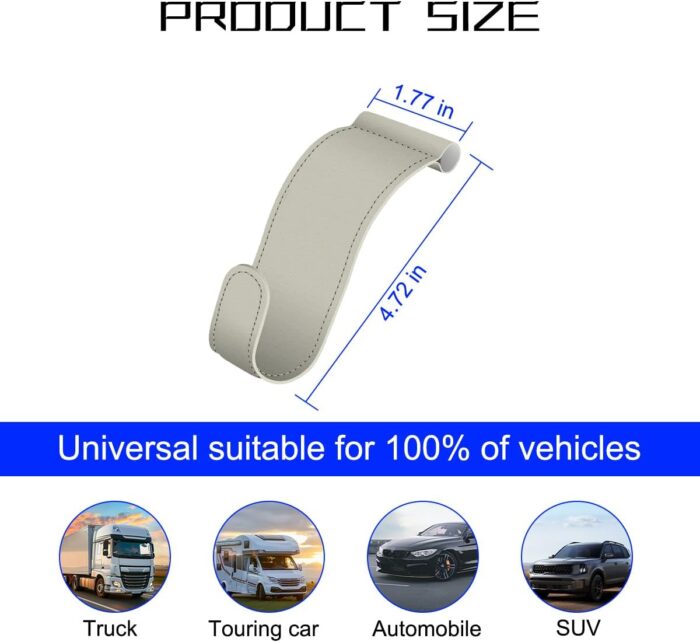 Car Co-Pilot Glovebox Hooks, 2PCS Anti-Scratch Vehicle Passenger Seat Storage Hanger for Handbag Purse Umbrellas, Auto Interior Organizer, Universal for SUV Sedan Truck(Beige) - Image 2