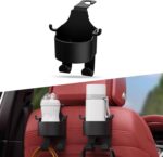 1 PC Car Seat Headrest Water Cup Holder, Three-in-one Multifunctional Mobile Phone Holder Hanging Storage Rack, Headrest Hook for Backpacks Umbrellas, Universal for Cars Trucks (Black)