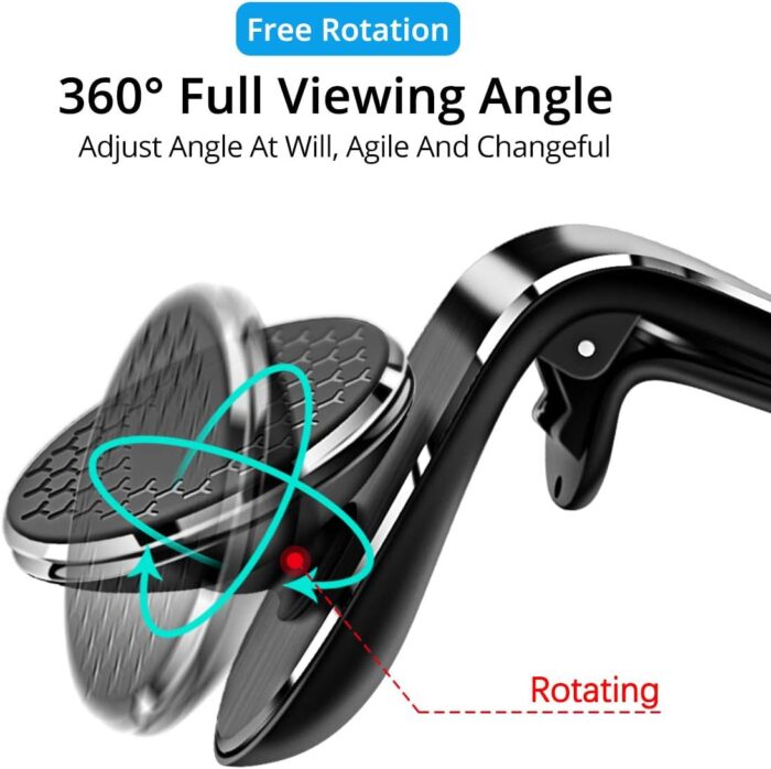 Magnetic Phone Mount for Car Vent, Strong Magnet Cell Phone Holder Car Hands Free Cradle in Vehicle, 360° Rotation Magnetic Car Phone Holder Mount Fit for iPhone,All Smartphones-Black - Image 2