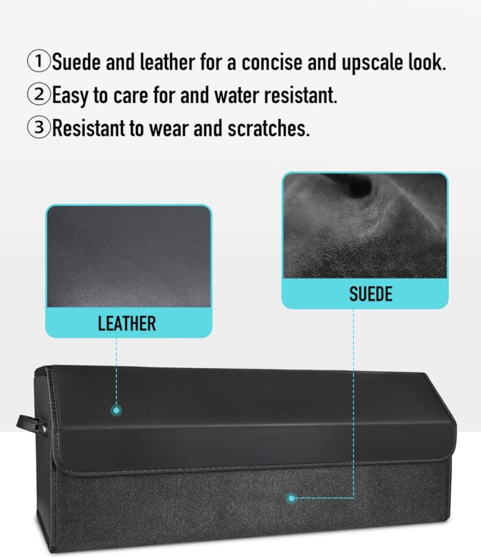 Car Organizers for Trunk for Suv Sedan, Leather Storage Box,Extra Large,Magnetic Lid,Collapsible and Adjustable - Image 2