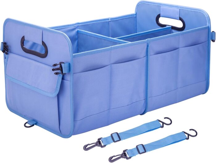 Trunk Organizer SUV, Car Storage Organizer Trunk, NOT-FLIMSY ANTI-SLIDE 70L Spacious Collapsible Sturdy Trunk Organizer for Grocery/Car Accessories/Women Men's Gift, Light Blue - Image 1