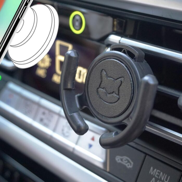 Car Vent Mount Holder 2 Pack - Compatible with  - Black Leather Car Mount Made for  Grips Collapsible Phone Holder for PopMount - with Clip for Horizontal Air Vent ONLY - Image 1