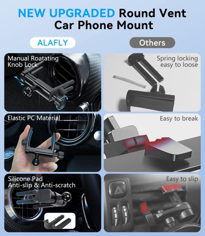 Compatible with  Car Mount for Mercedes Benz A/B/C/E/G/GLA/GLK Round Air Vent, Strong Magnetic Phone Holder for iPhone 16 15 14 13 12 Pro Max Plus Mini - Image 2