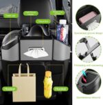 Multifunctional Car Seat Back Organizer with 2 Cup Holders, Spacious Storage for Tissues, Keys, Umbrellas, Bags & Glasses, Built in Waste Bin, Universal Hanging Storage Box for Cars, SUVs (Gray) - Image 2