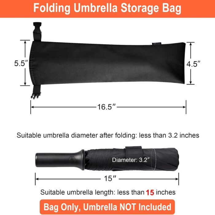1 Pc Umbrella Bag Waterproof Travel Umbrellas Storage Pouches Wet Umbrella Cases Folding Umbrellas Sleeves Covers Portable Travel Umbrella Carry Bag for Home Outdoor (Black Color) - Image 2