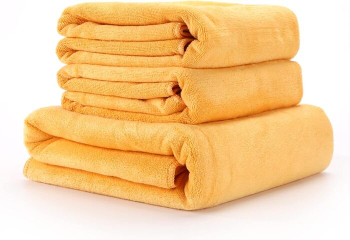 Professional car wash Towels Pack of Three (One 27.5" x 65" and Two 27.5" x 27.5") Microfiber Drying Towel, Super Absorbent Microfiber Car Towel, for Car, Truck, Motor Vehicle(Peace Yellow, 3) - Image 1