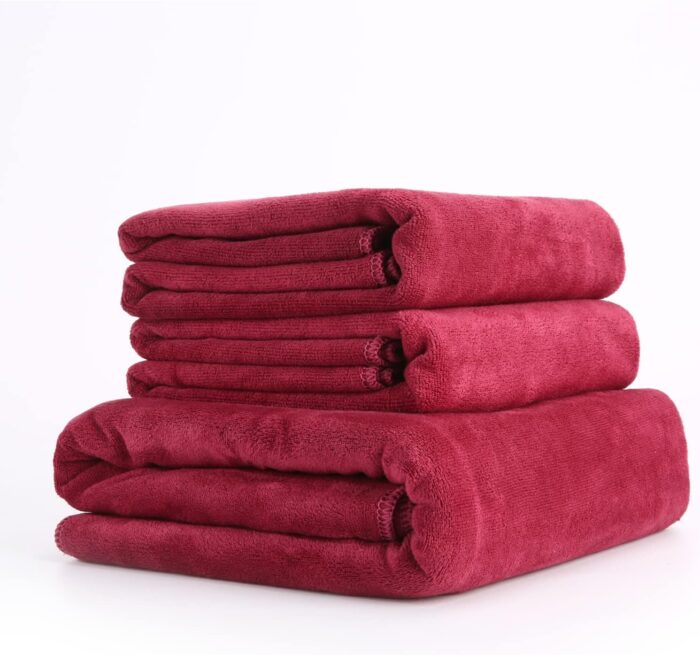 Professional car wash Towels (One 27.5" x 65" and Two 27.5" x 27.5") Microfiber Drying Towel, Super Absorbent Microfiber Car Towel, for Car, Truck, Motor Vehicle, Microfiber Towe(Wine red, 3) - Image 1