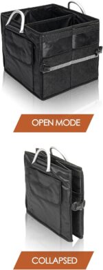 Trunk Organizer With Lid,Small,Black 28L,For SUV Car Truck,Collapsible Waterproof Oxford Fabric,Portable Multipurpose sorting,2-Compartments with Aluminium Alloy Handle - Image 2