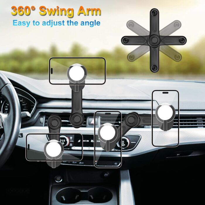 Car Phone Holder for Socket Mount, Air Vent Car Phone Holder for Pop Grip [Never Blocking] AC Vent Clip Phone Mount 360° Adjustable Works with  Car Mount for iPhone Samsung All Smartphones - Image 2