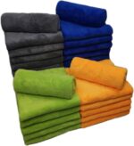 Plush Edgeless Microfiber Towel for Car, Soft Drying Wash Detailing Buffing Polishing Towel, 16 x 16inches (Gray+Blue+Orange+Lime Green, 24pack) - Image 2