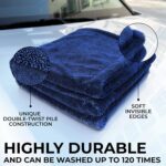 Microfiber Car Drying Towel 1300 GSM Double Twist Pile – Premium Extra Large Auto Wash Towel for Cars Trucks SUV - Super Absorbent Detailing Cleaning Cloth XL 40x24 4-Pack - Image 2
