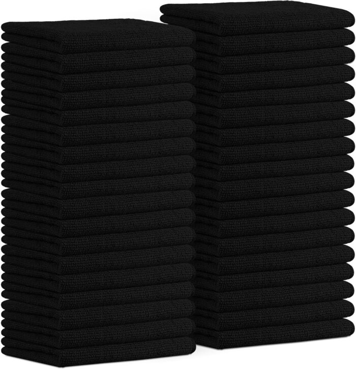 Microfiber Cleaning Cloths (Value Pack of 36) Size 16" x 16", Highly Absorbent Cleaning Rags, Lint Free Cleaning Towels, Reusable and Washable, Microfiber Towels for Cars (Black) - Image 1
