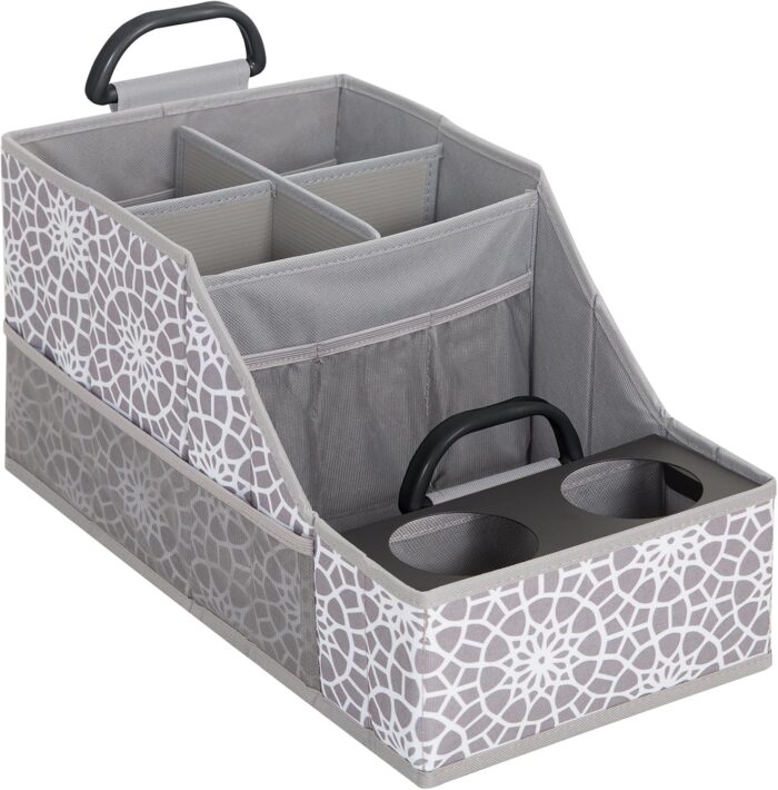 Car Seat Organizer Backseat Car Organizer with 12 Storages Compartments, 2 Metal Cup Holders, Storage Box for Front Back Passenger Between Behind Middle Seats for Trunk Van - Image 1