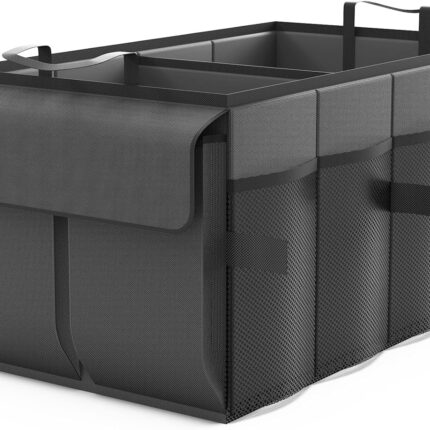 Car Trunk Organizer Storage Box - Collapsible Car Boot Organizer Tidy Cargo Storage Box Car Accessories for SUV, MPV, Van, Size M, Black
