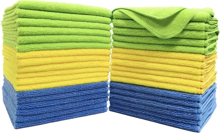 Premium Microfiber Cleaning Towel,16x16 in 36 Pack (Blue,Green,Yellow) - Image 1