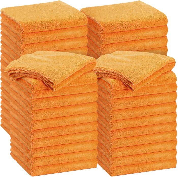 30 Pcs Edgeless Microfiber Plush Towels for Cars Detailing Drying Wash Polishing Towel Plush Absorbent Microfiber Plush Microfiber Cleaning Cloths for Cars, 500 GSM, 16 x 16 Inch(Orange) - Image 1