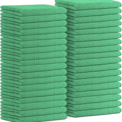 Microfiber Cleaning Cloths (Value Pack of 36) Size 16" x 16", Highly Absorbent Cleaning Rags, Lint Free Cleaning Towels, Reusable and Washable, Microfiber Towels for Cars (Green)