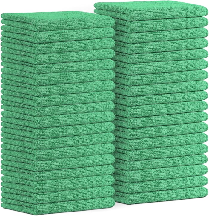 Microfiber Cleaning Cloths (Value Pack of 36) Size 16" x 16", Highly Absorbent Cleaning Rags, Lint Free Cleaning Towels, Reusable and Washable, Microfiber Towels for Cars (Green) - Image 1