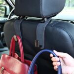 Car Seat Back Hook Universal Auto Storage Hanger Suede with Metal Car Seat Organizer for Handbag Purse Coat Umbrellas Grocery Bags 2 Pack Black