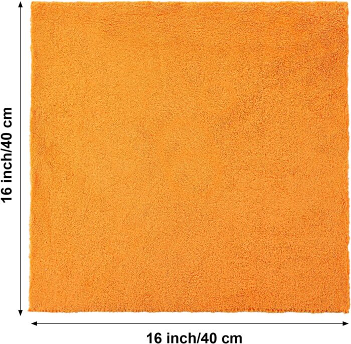 30 Pcs Edgeless Microfiber Plush Towels for Cars Detailing Drying Wash Polishing Towel Plush Absorbent Microfiber Plush Microfiber Cleaning Cloths for Cars, 500 GSM, 16 x 16 Inch(Orange) - Image 2
