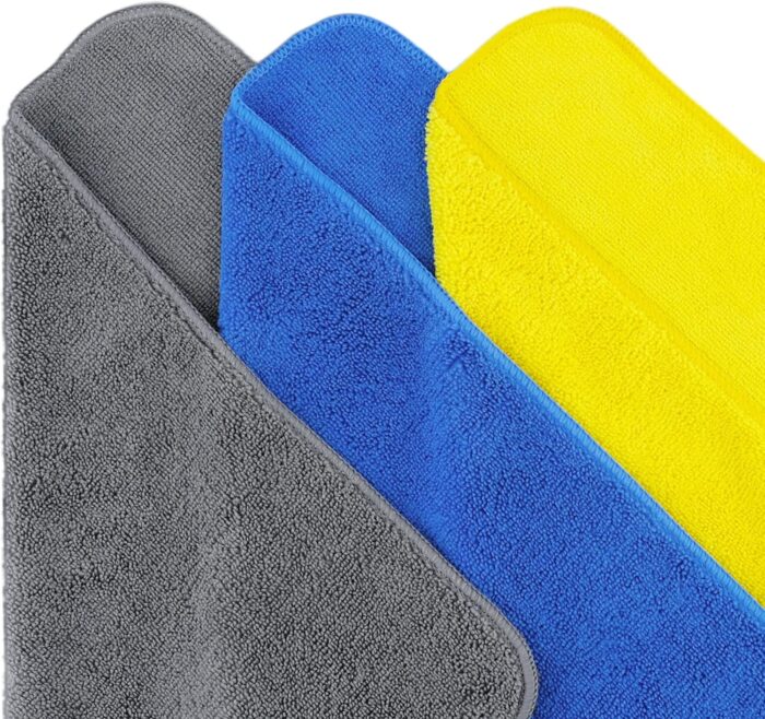 Premium Microfiber Cleaning Towel,16x16 in 36 Pack (Blue,Gray,Yellow) - Image 2